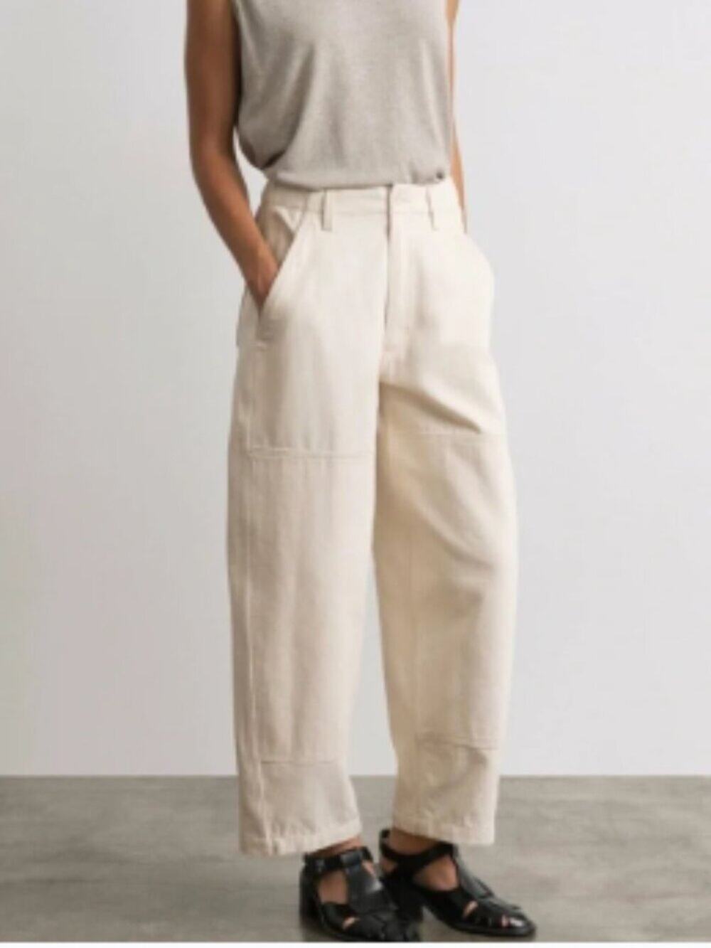 Ozma Jardin Pants Double Knee Patches in Putty (Cream) Sz XL